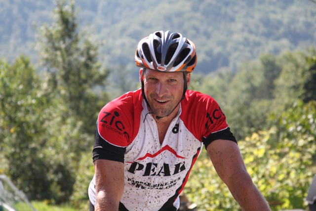 Peak Races Andy Weinberg in Peak Cycling Gear